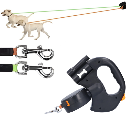 Laisse double anti-nœud - Duo Flex : Balade Fluide