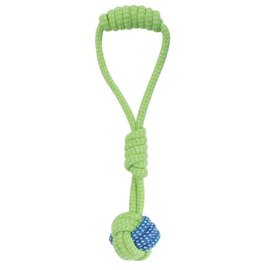 Balle en corde a lancer pour chien - Vert