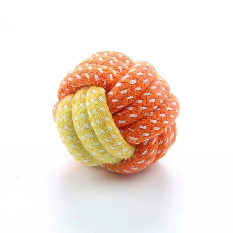 Balle en Corde pour Chien - Orange Jaune