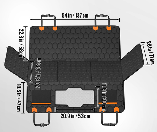Extension de siège arrière pour chien - Dimensions