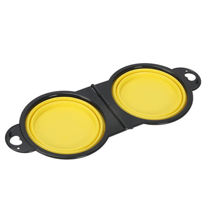 Gamelle pliante pour chien 2 en 1 - Jaune