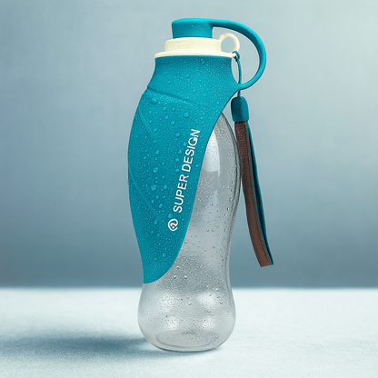 Gourde pour chien avec Bol en Silicone - Bleu