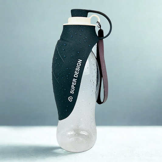 Gourde pour chien avec Bol en Silicone - Noir