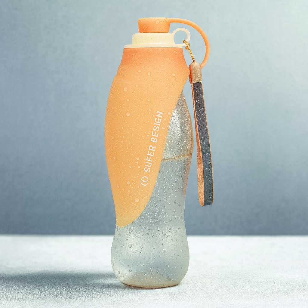 Gourde pour chien avec Bol en Silicone - Orange