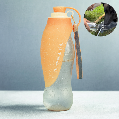 Gourde pour chien avec Bol en Silicone - Orange