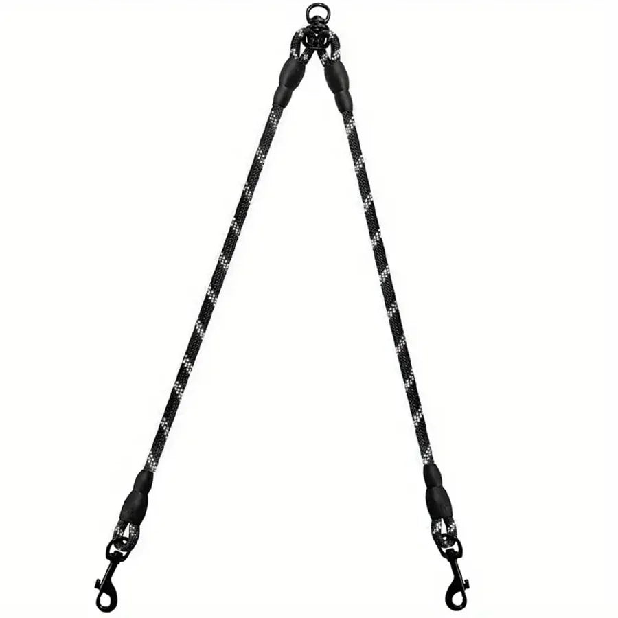 Laisse double attache anti nœud - Noir