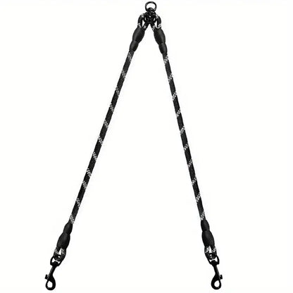 Laisse double attache anti nœud - Noir