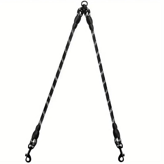 Laisse double attache anti nœud - Noir