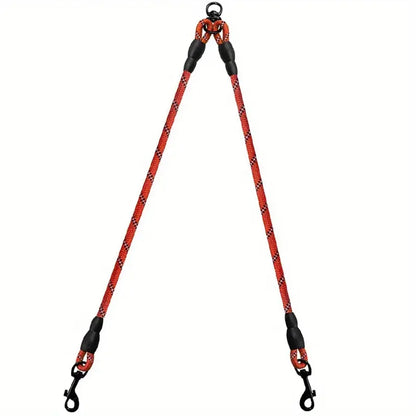 Laisse double attache anti nœud - Rouge