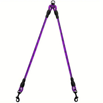 Laisse double attache anti nœud - Violet