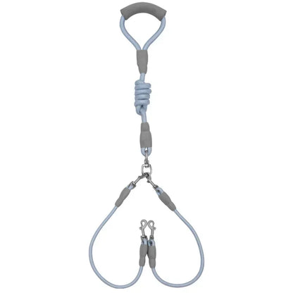 Laisse double pour chiens - Bleu