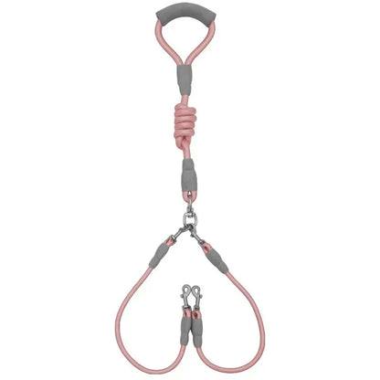 Laisse double pour chiens - Rose