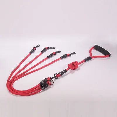 Laisse quadruple pour chien - Rouge