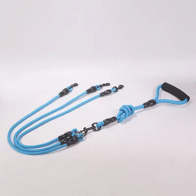 Laisse triple pour chien - Bleu