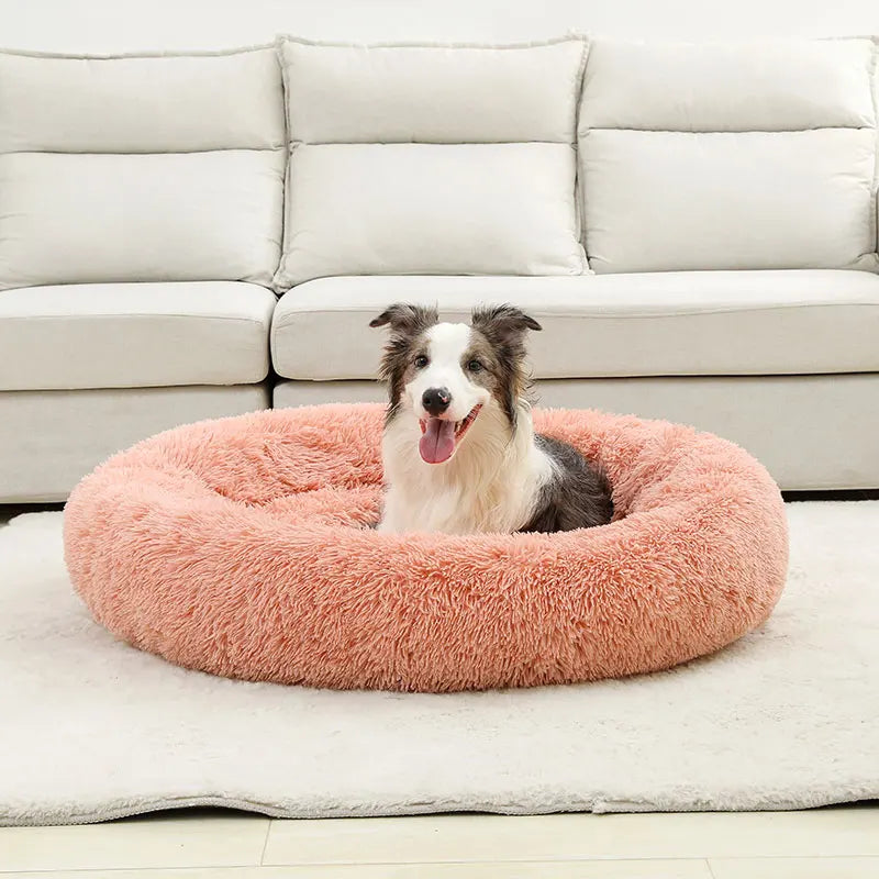 Lit en peluche pour chien - Rose