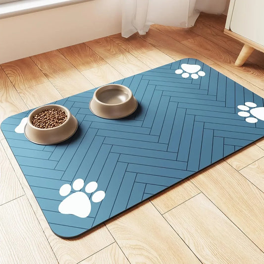 Tapis gamelle pour chien - Bleu