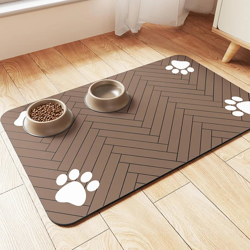 Tapis gamelle pour chien - Café